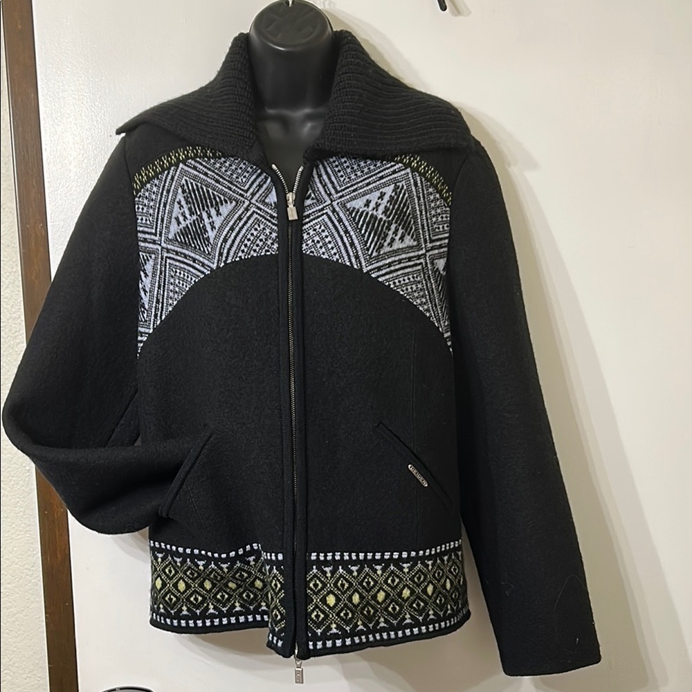 GREIGER COLLECTION WOOL VINTAGE ZIP UP SWEATER SIZE 40